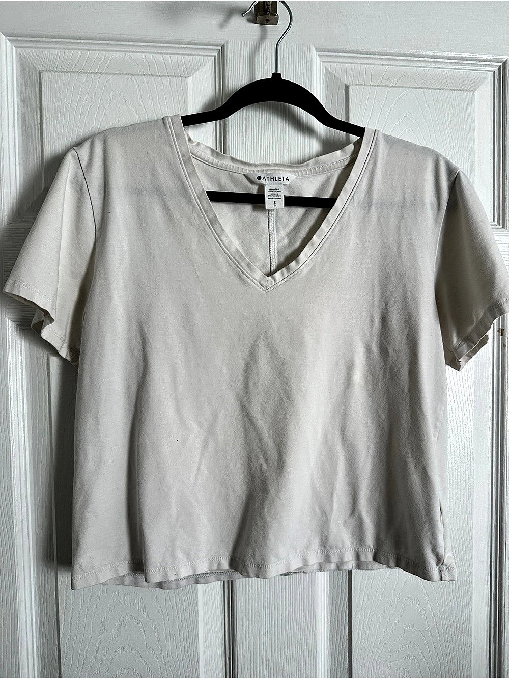 Athleta V-Neck Short Sleeve Top in White Size Small